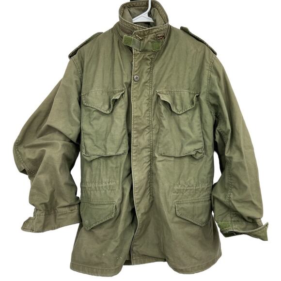 VTG 70’s US Army Cold Weather OG-107 Field Coat Jacket Hood Green Mens Medium - Picture 1 of 12